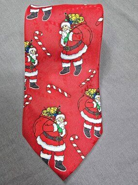 Hallmark Yule Tie Greetings Mens Christmas Tie Santa Red Holiday Vintage